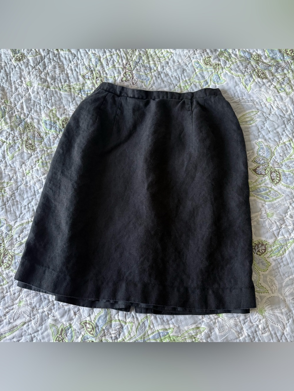 Talbots Black Irish Linen Pencil Skirt